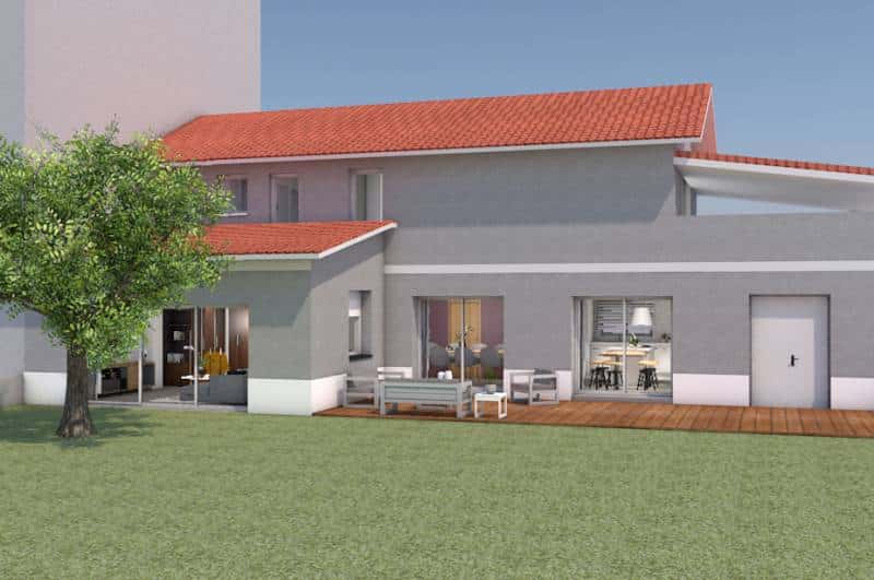 Architecte d'intérieur pour rénovation d’une maison plan Favier avant après dans la région lyonnaise